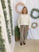 Elan Open Knit Tie Cream Sweater-Cardigans-elan-The Silo Boutique, Women's Fashion Boutique Located in Warren and Grand Forks North Dakota