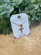 Pave Cross with Heart Droplet Necklace-Necklaces-Amanda Blu-The Silo Boutique, Women's Fashion Boutique Located in Warren and Grand Forks North Dakota