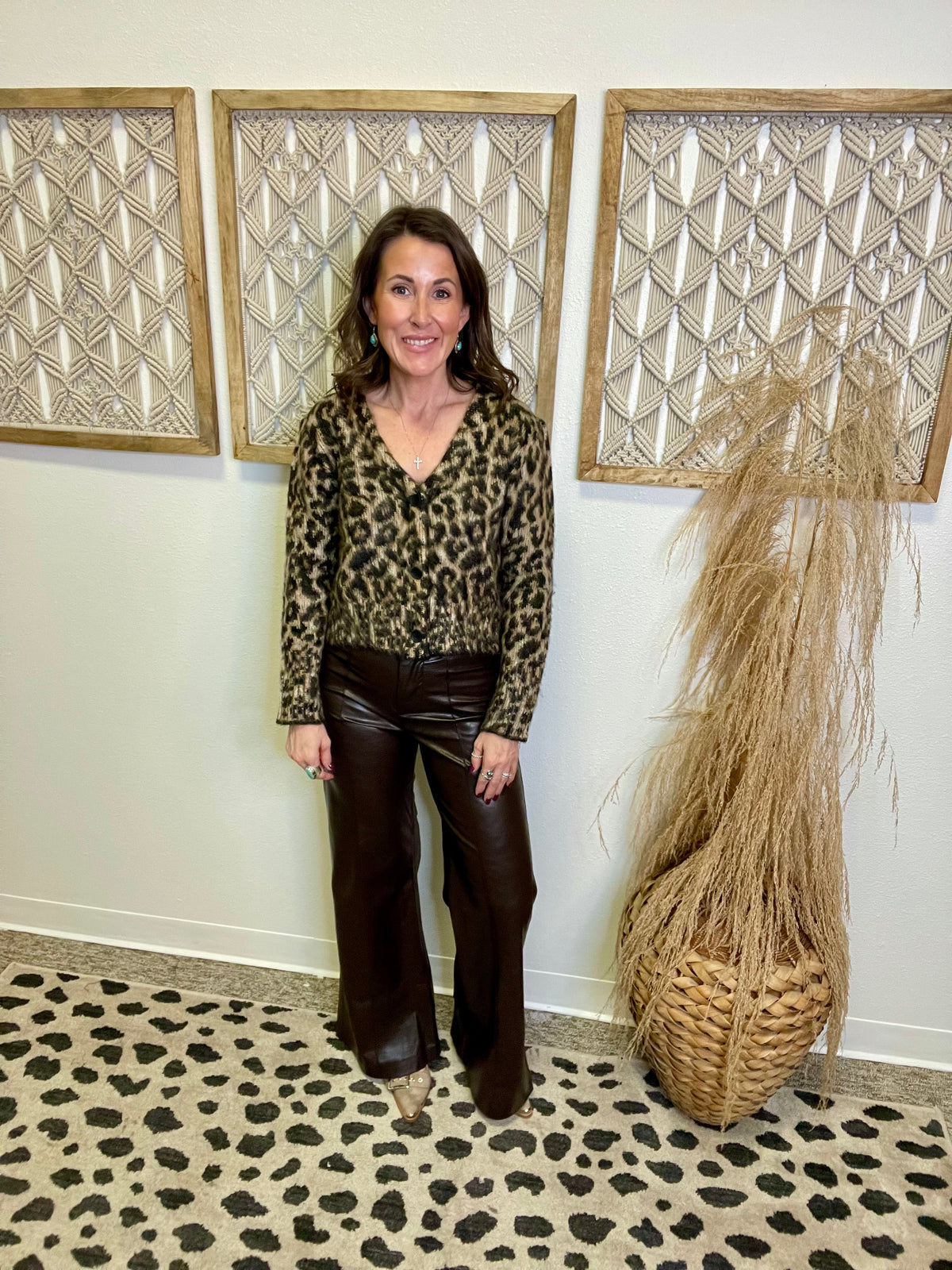 Elan Cheetah Print Sweater Cardigan-Sweaters-elan-The Silo Boutique, Women's Fashion Boutique Located in Warren and Grand Forks North Dakota