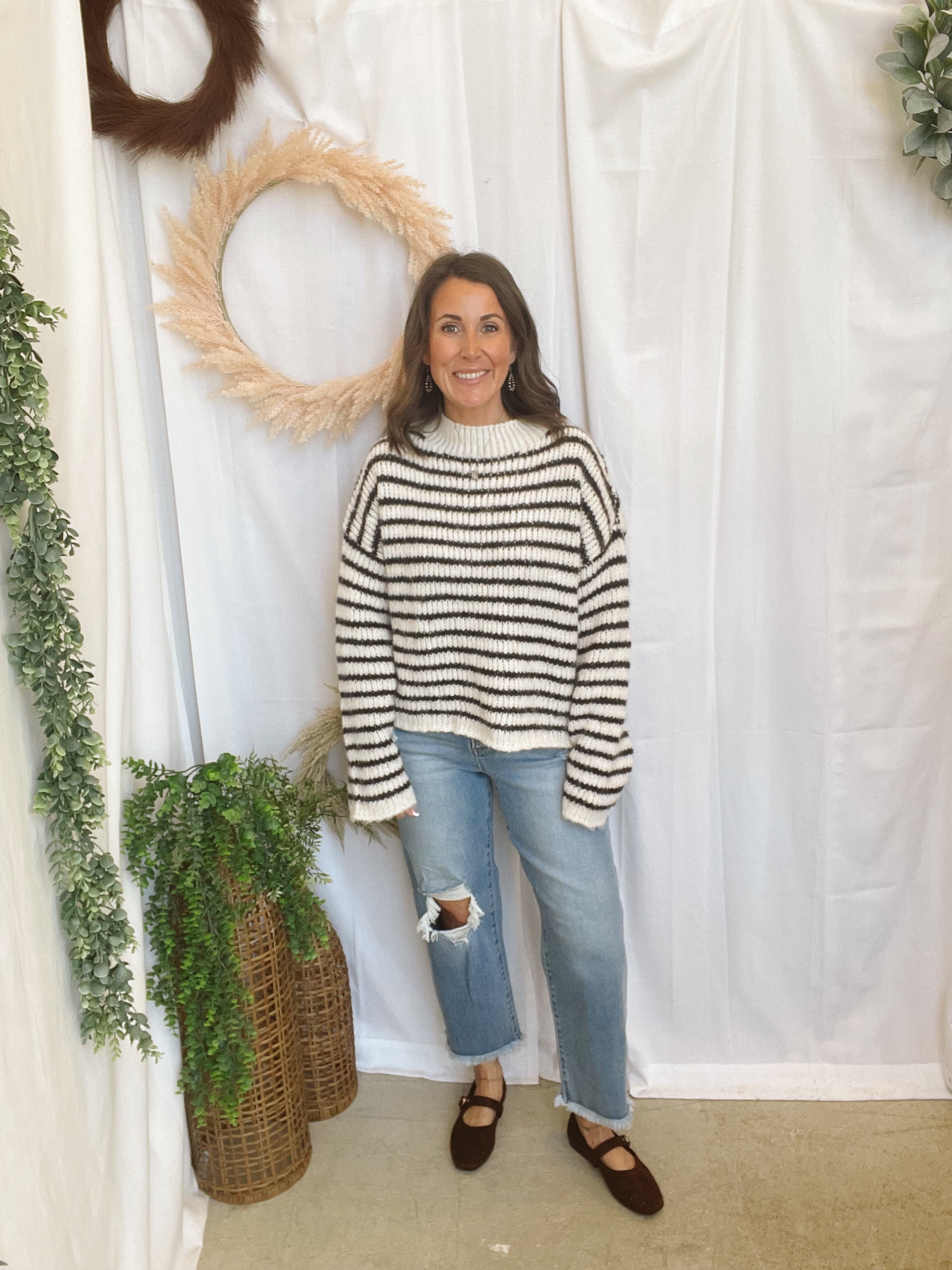 Colbie Stripe Sweater-Ivory-Sweaters-blu pepper-The Silo Boutique, Women's Fashion Boutique Located in Warren and Grand Forks North Dakota
