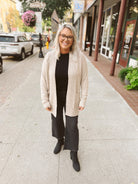 Taupe Ribbed Cardigan with Pockets-Cardigans-staccato-The Silo Boutique, Women's Fashion Boutique Located in Warren and Grand Forks North Dakota