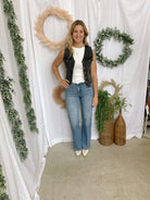 Betty Hidden Black Denim Vest-Vests-Hidden-The Silo Boutique, Women's Fashion Boutique Located in Warren and Grand Forks North Dakota