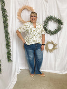 Jackie Floral Eyelet Top-Short Sleeve Tops-ENTRO-The Silo Boutique, Women's Fashion Boutique Located in Warren and Grand Forks North Dakota