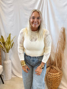 Knit Seamless Jacquard Top-Cream-Long Sleeve Tops-by together-The Silo Boutique, Women's Fashion Boutique Located in Warren and Grand Forks North Dakota