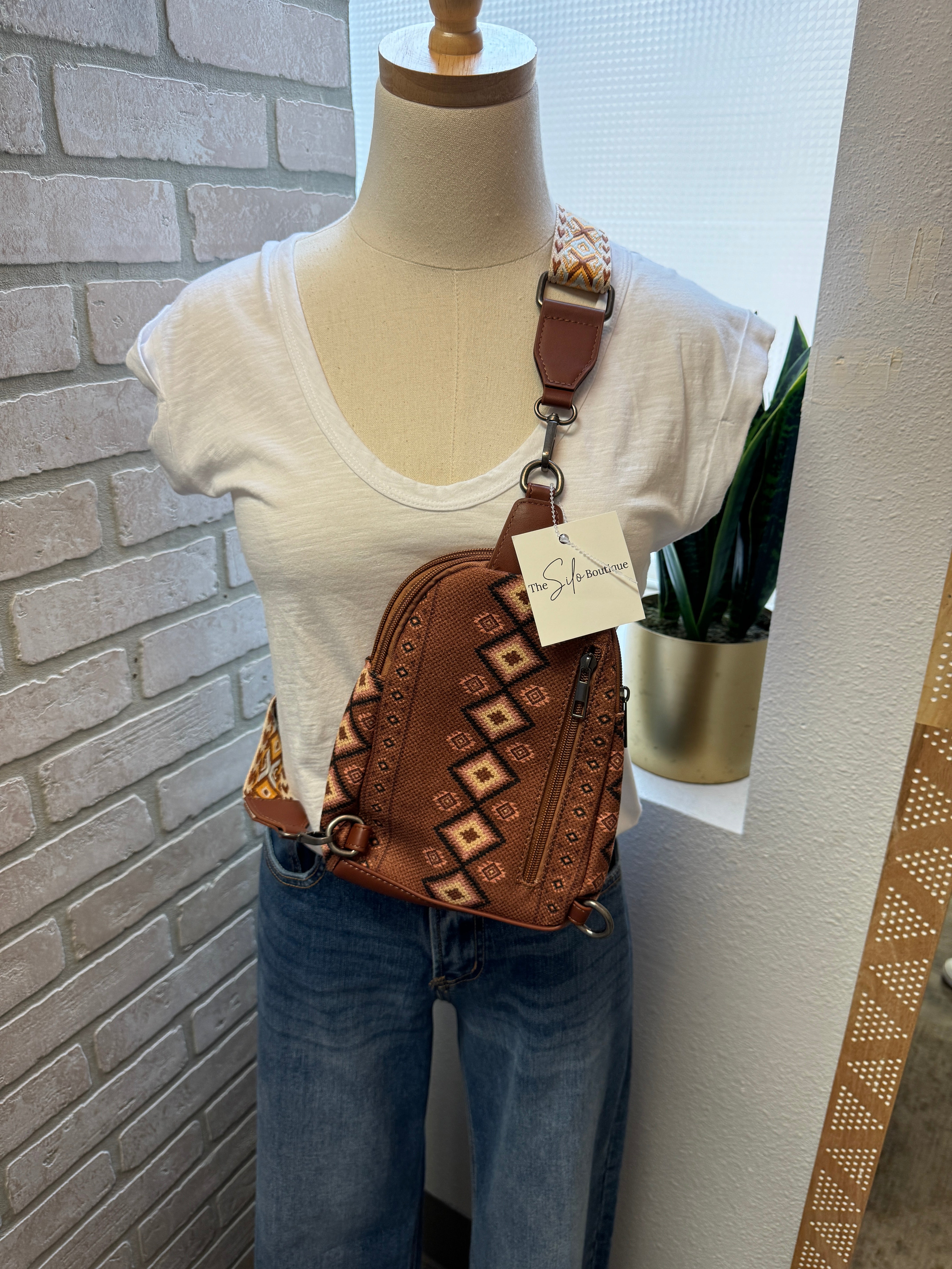 Boho Western Sling Bag-Brown-Purses-Fame-The Silo Boutique, Women's Fashion Boutique Located in Warren and Grand Forks North Dakota