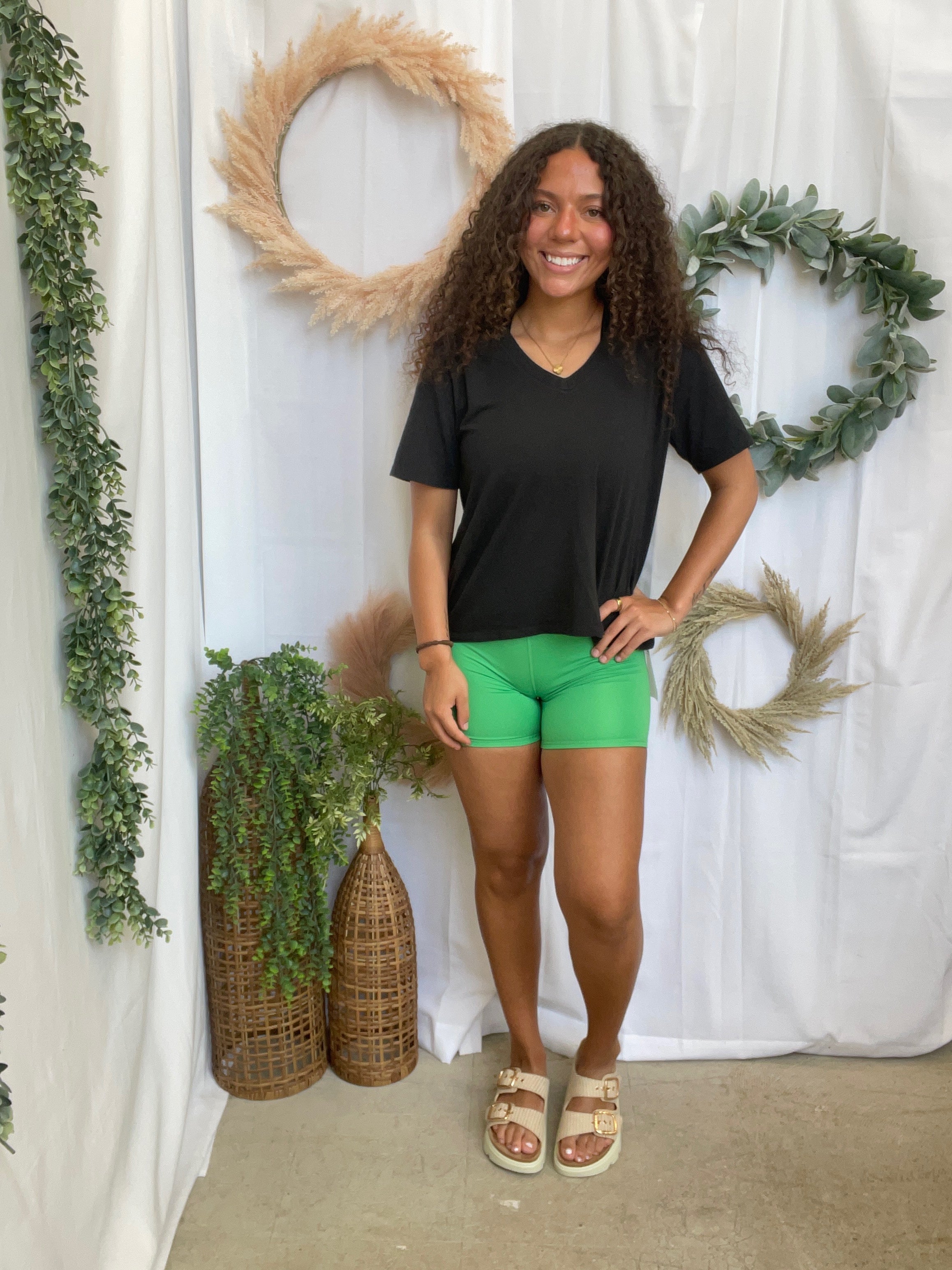 Mono B Venice Biker Short-Green-Shorts-mono b-The Silo Boutique, Women's Fashion Boutique Located in Warren and Grand Forks North Dakota