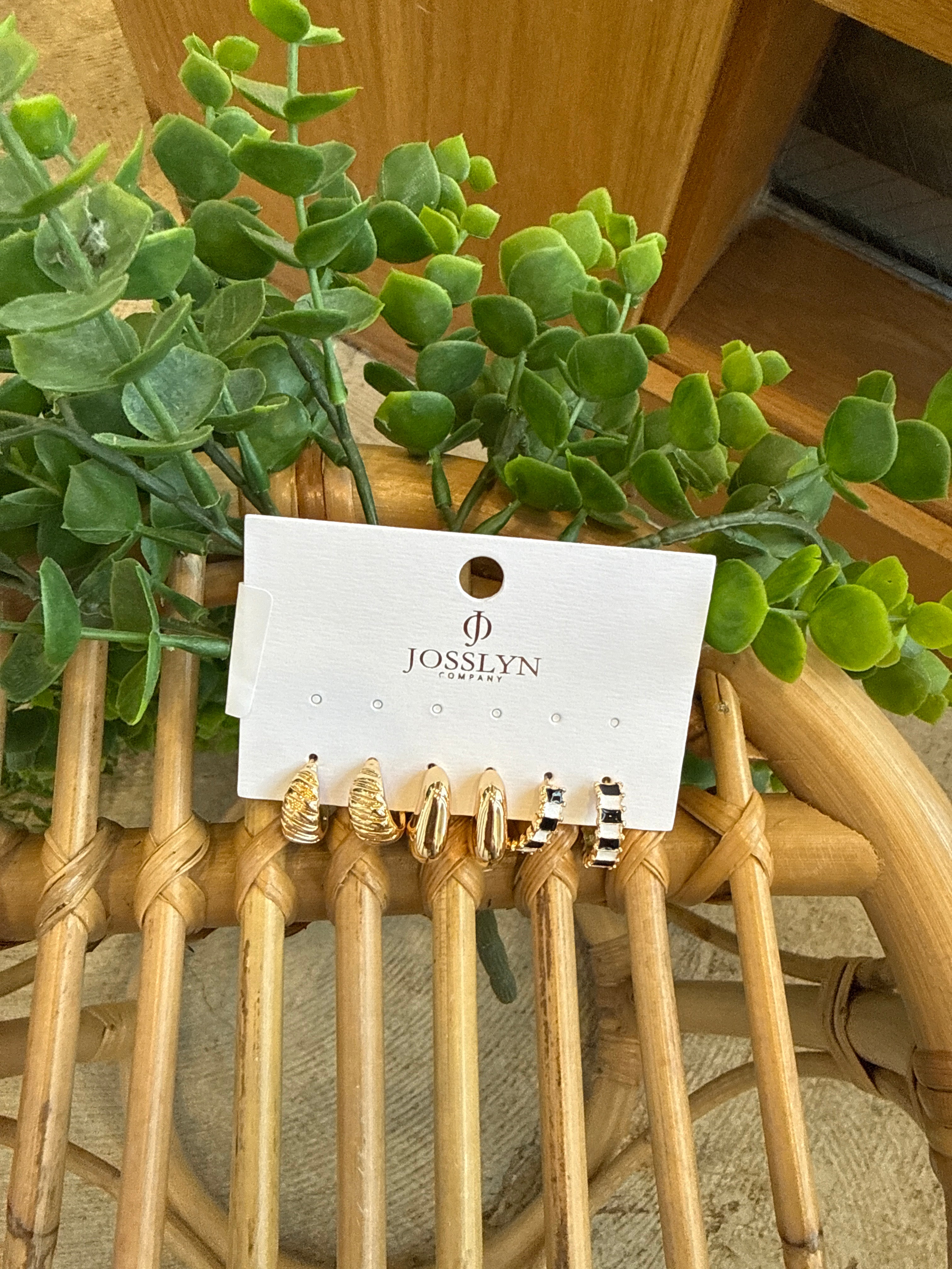 Joss Checker Trio Earrings-Earrings-joss-The Silo Boutique, Women's Fashion Boutique Located in Warren and Grand Forks North Dakota