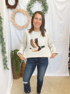 Mallard In Flight Sweater-Oatmeal-Sweaters-very j-The Silo Boutique, Women's Fashion Boutique Located in Warren and Grand Forks North Dakota