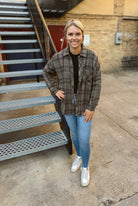 Cool Khaki Green Soft Plaid Top-Long Sleeve Tops-be cool-The Silo Boutique, Women's Fashion Boutique Located in Warren and Grand Forks North Dakota