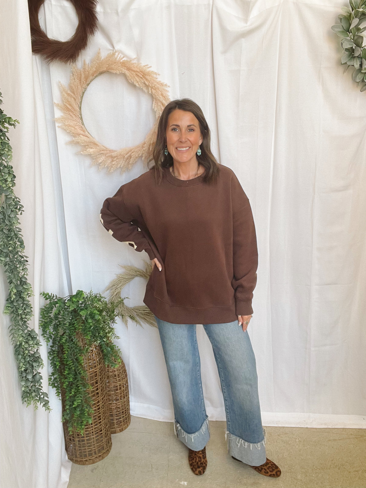 Be Yourself Oversized Sweatshirt-Brown-Sweatshirts-jade by jane-The Silo Boutique, Women's Fashion Boutique Located in Warren and Grand Forks North Dakota