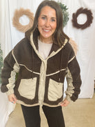 Connie Sherpa Jacket-Chocolate-Coats & Jackets-hyfve-The Silo Boutique, Women's Fashion Boutique Located in Warren and Grand Forks North Dakota