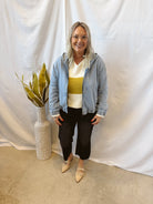 Denim Bomber Jacket-Coats & Jackets-hem and thread-The Silo Boutique, Women's Fashion Boutique Located in Warren and Grand Forks North Dakota