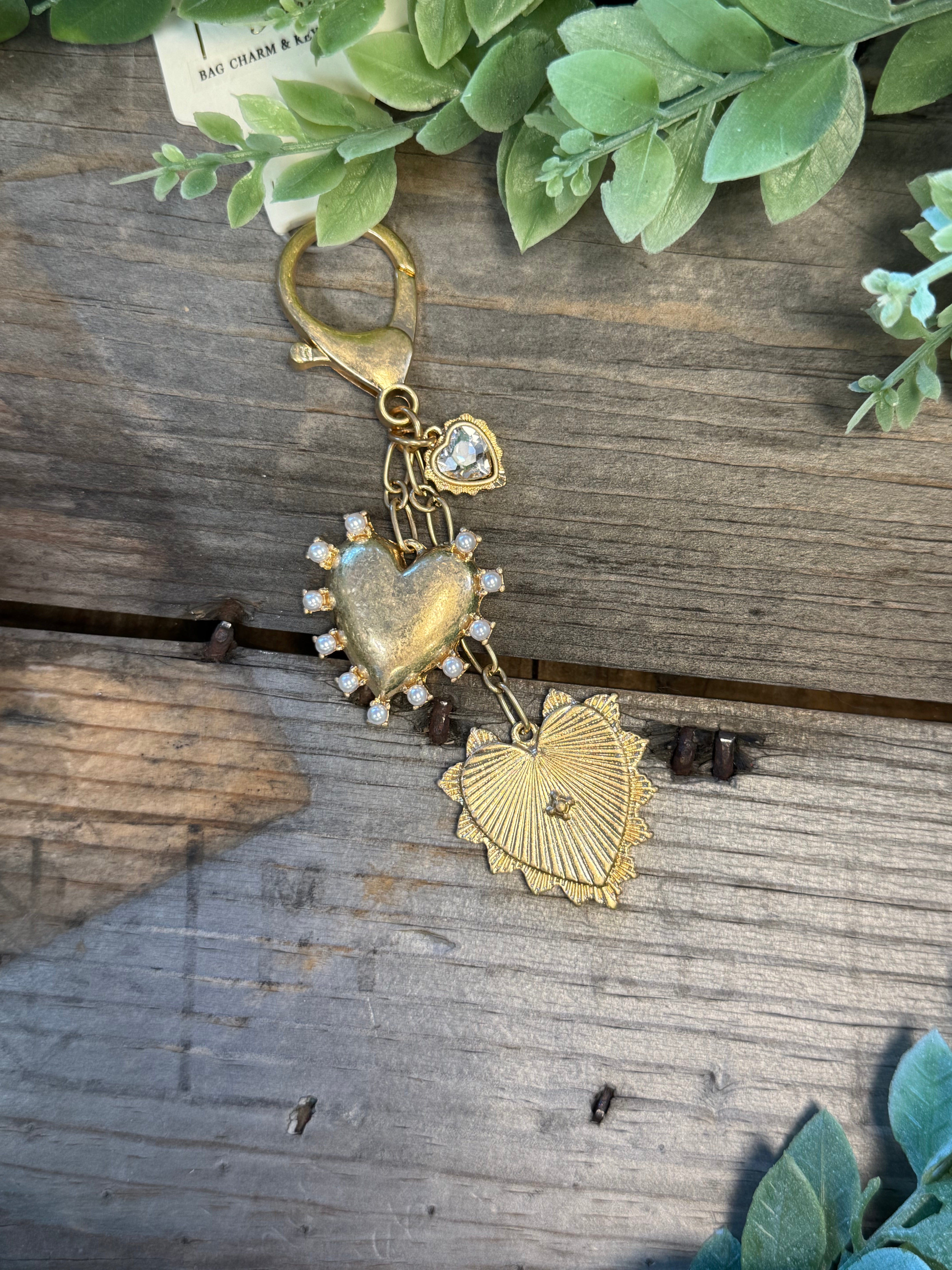 Kenze Triple Heart Keychain-Final Sale-Keychains-kenze-The Silo Boutique, Women's Fashion Boutique Located in Warren and Grand Forks North Dakota