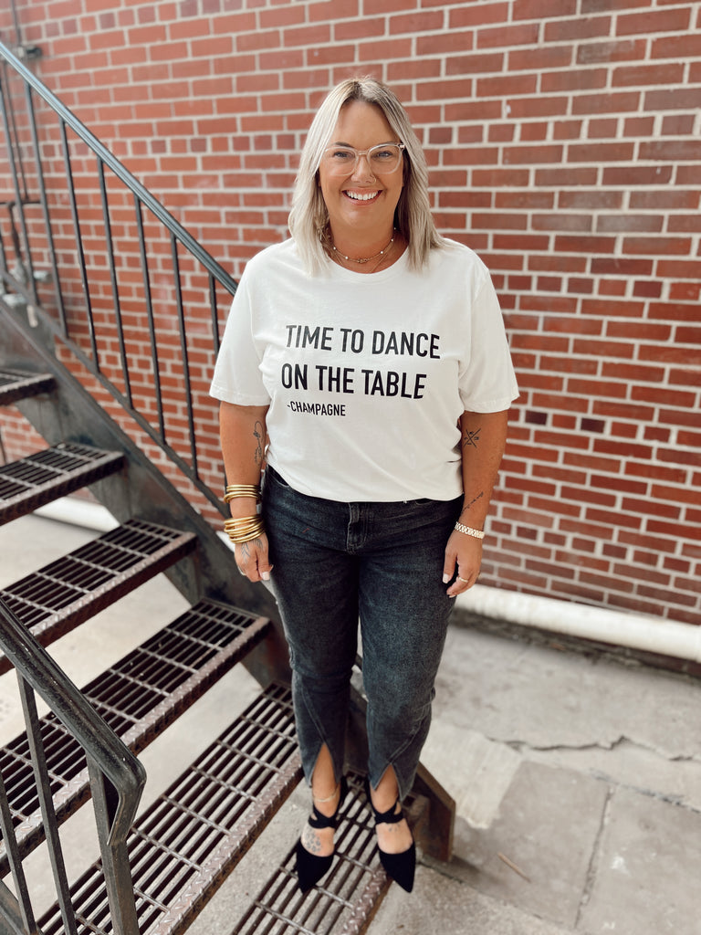 Dance On The Table Champagne Tee-top-panache-The Silo Boutique, Women's Fashion Boutique Located in Warren and Grand Forks North Dakota