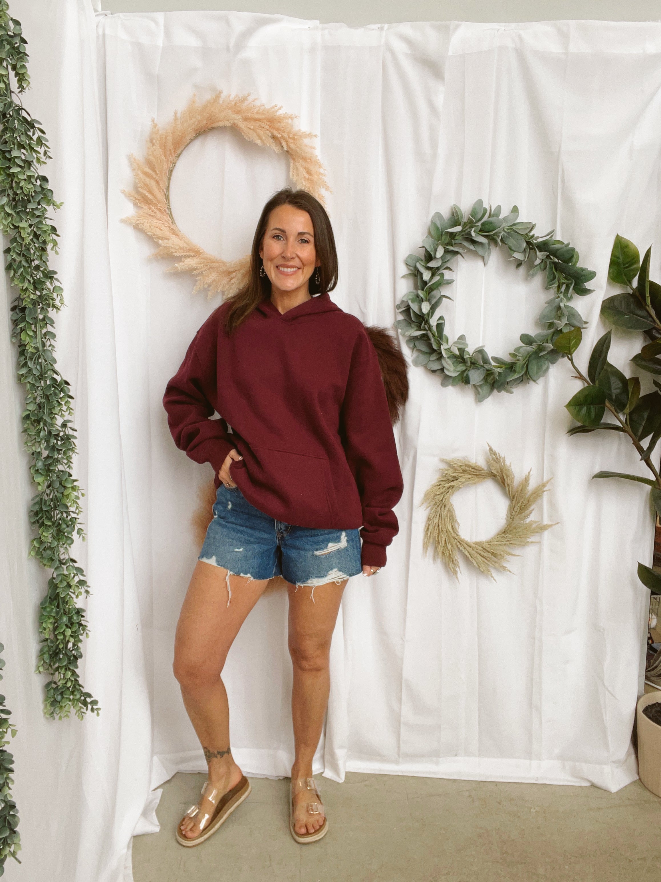 Carly Cloud Hooded Sweatshirt-Black Cherry-Sweatshirts-tictoc-The Silo Boutique, Women's Fashion Boutique Located in Warren and Grand Forks North Dakota