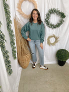 Maggie So Soft Crew Sweatshirt-Teal-Sweatshirts-hyfve-The Silo Boutique, Women's Fashion Boutique Located in Warren and Grand Forks North Dakota