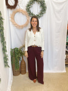 Nina Pants-Merlot-Pants-ENTRO-The Silo Boutique, Women's Fashion Boutique Located in Warren and Grand Forks North Dakota