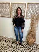 Elan Boho Ruffle Top-Black-Tank Tops-elan-The Silo Boutique, Women's Fashion Boutique Located in Warren and Grand Forks North Dakota