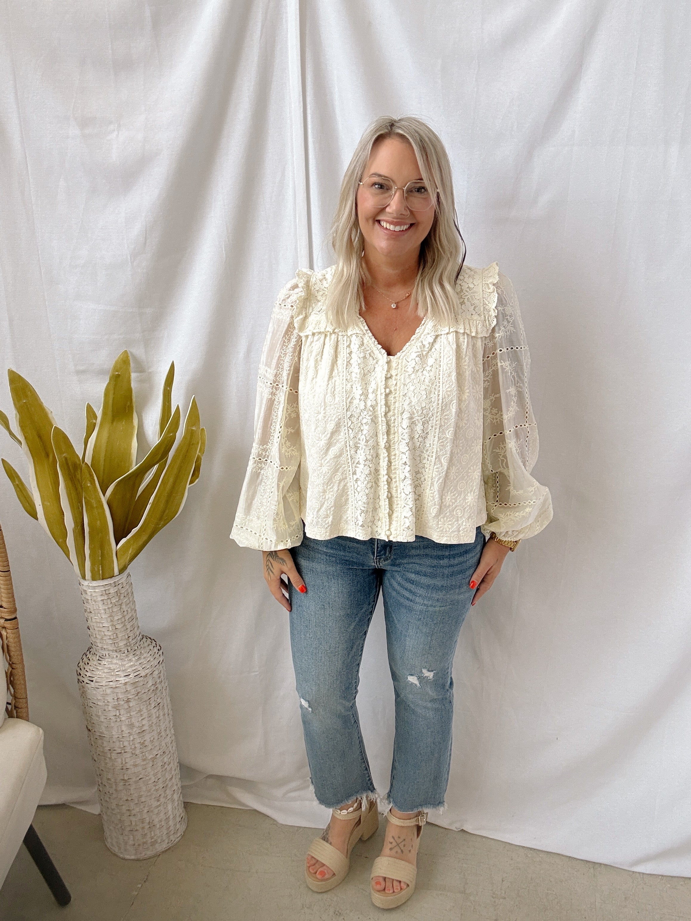 Boho Cream Top-Long Sleeve Tops-listicle-The Silo Boutique, Women's Fashion Boutique Located in Warren and Grand Forks North Dakota