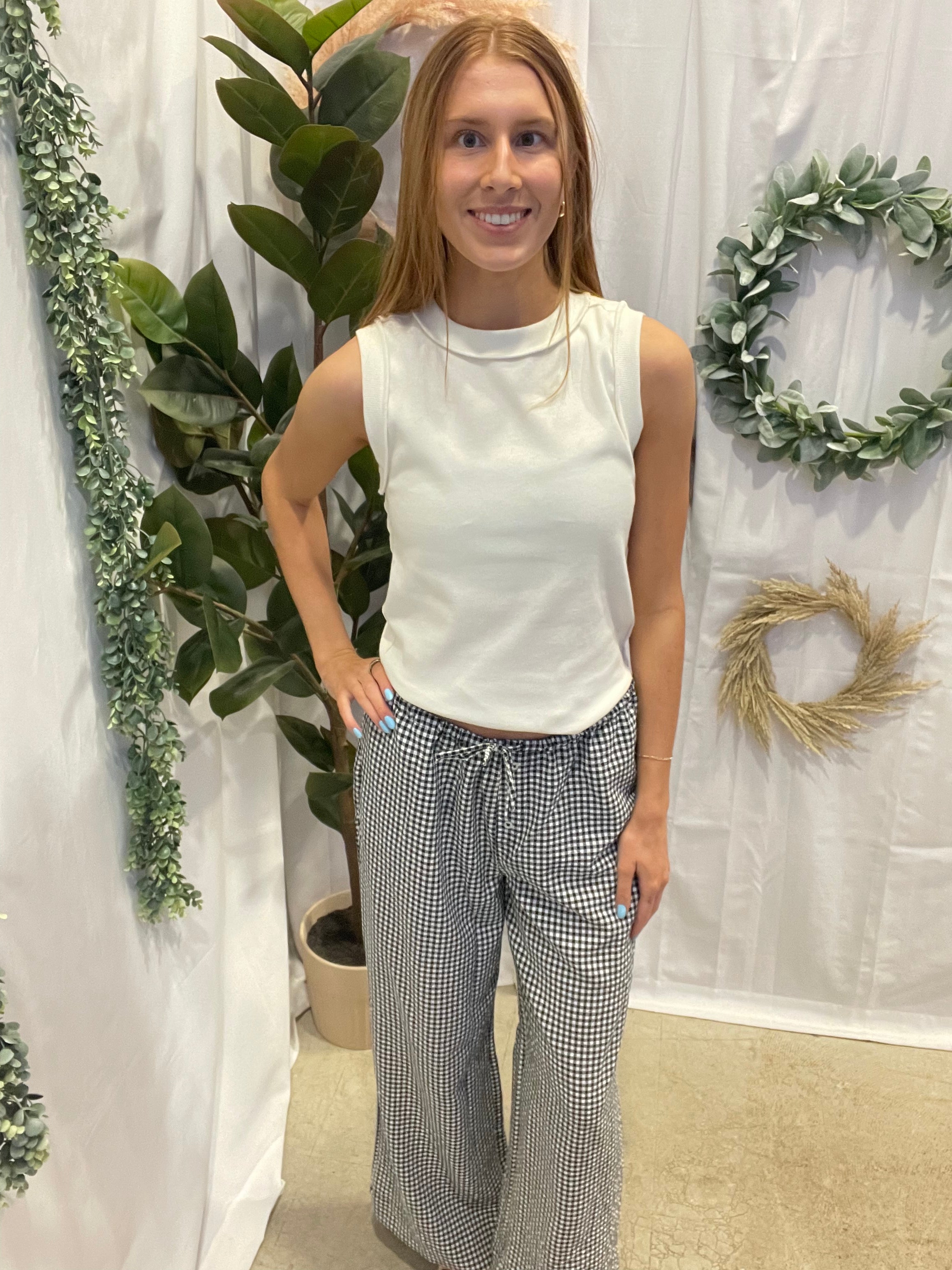 Hy Solid Ribbed Tank Top-Off White-Tank Tops-hyfve-The Silo Boutique, Women's Fashion Boutique Located in Warren and Grand Forks North Dakota