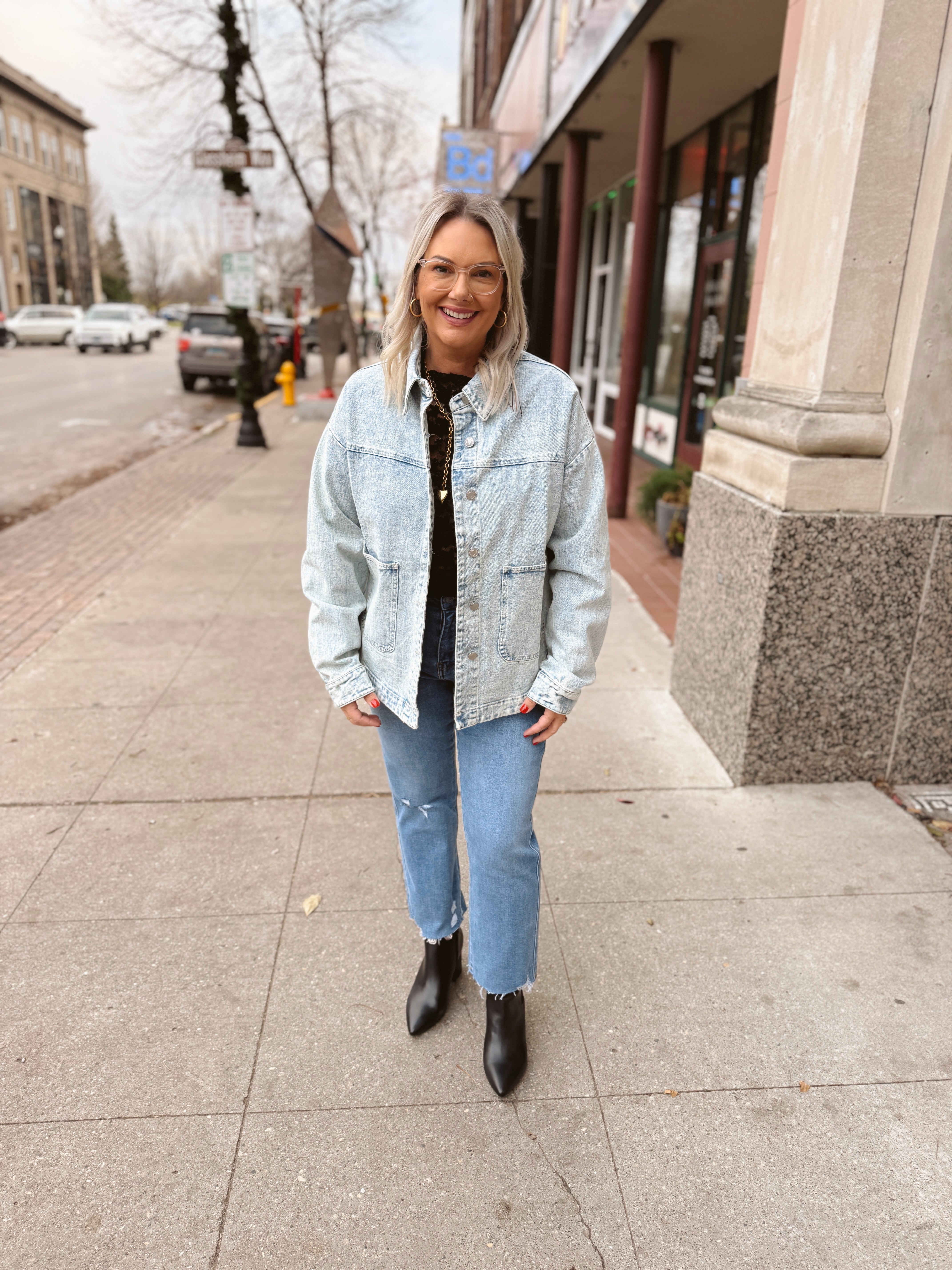 Hey Utility Washed Denim Jacket-Coats & Jackets-heyson-The Silo Boutique, Women's Fashion Boutique Located in Warren and Grand Forks North Dakota