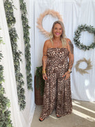 Strapless Leopard Brown Jumpsuit-Jumpsuits & Rompers-hyfve-The Silo Boutique, Women's Fashion Boutique Located in Warren and Grand Forks North Dakota
