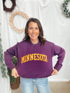 Leia Minnesota Pom Sweater-Purple-Sweaters-Leia-The Silo Boutique, Women's Fashion Boutique Located in Warren and Grand Forks North Dakota