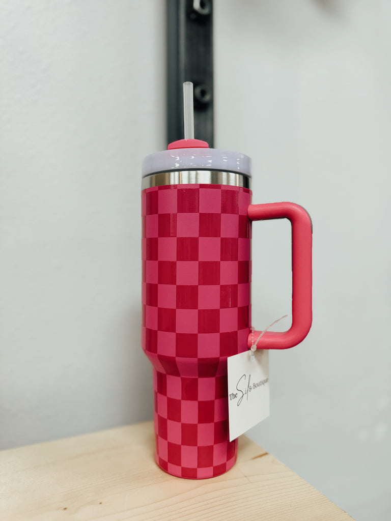 Checkered Tumbler-Drinkware-blakely-The Silo Boutique, Women's Fashion Boutique Located in Warren and Grand Forks North Dakota