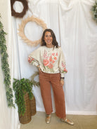 Vintage Botanical Floral Sweatshirt-Beige-Sweatshirts-davi-The Silo Boutique, Women's Fashion Boutique Located in Warren and Grand Forks North Dakota