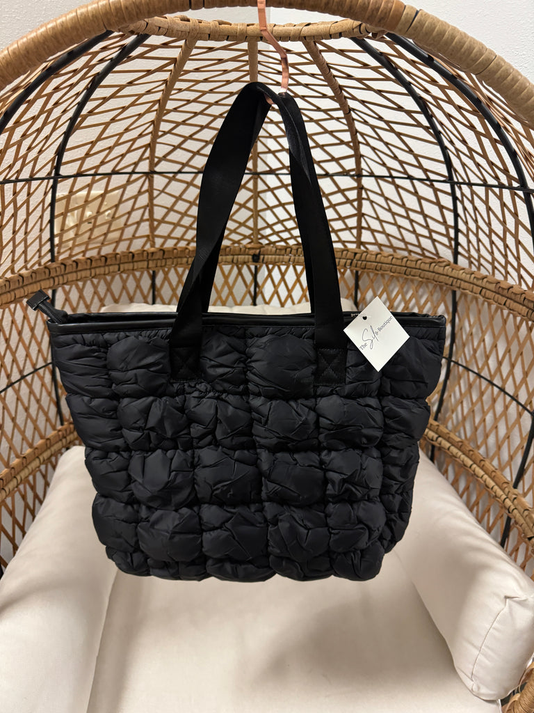Blake Quilted Puff Tote Purse-Purses-kaydee-The Silo Boutique, Women's Fashion Boutique Located in Warren and Grand Forks North Dakota