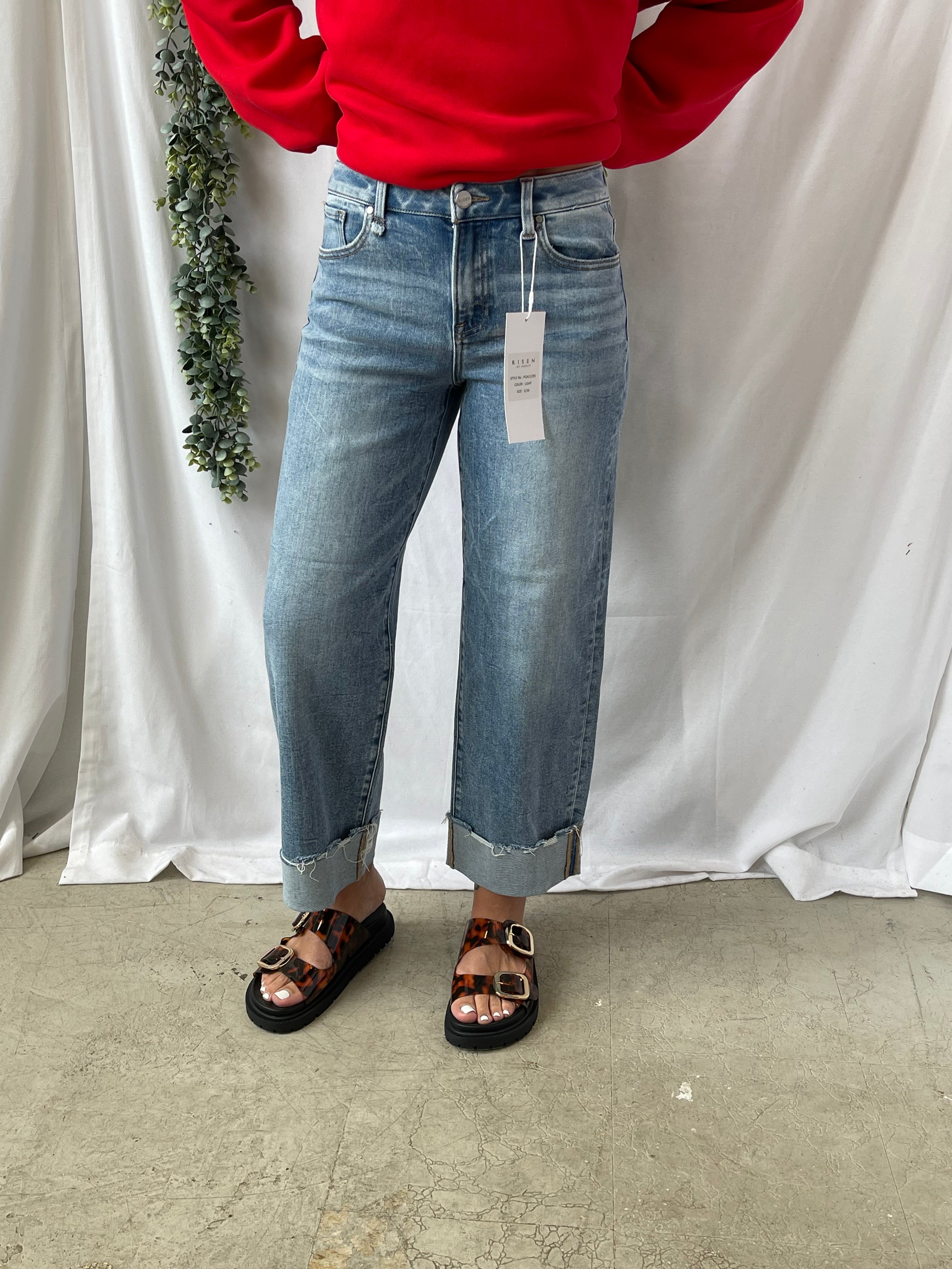 Risen Cuffed Boyfriend Jeans-Jeans-risen-The Silo Boutique, Women's Fashion Boutique Located in Warren and Grand Forks North Dakota