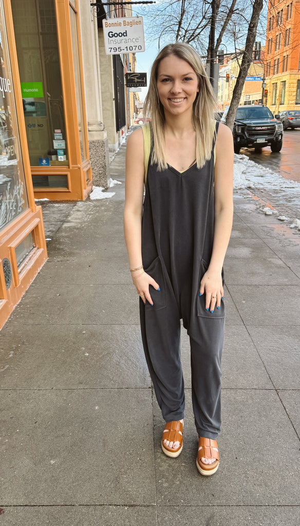 Harem Black Jumpsuit-Jumpsuits & Rompers-ces femme-The Silo Boutique, Women's Fashion Boutique Located in Warren and Grand Forks North Dakota