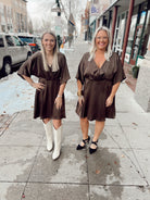 Brown Kimono Sleeve Dress-Final Sale Online Only-Dresses-gilli-The Silo Boutique, Women's Fashion Boutique Located in Warren and Grand Forks North Dakota