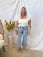 Easy Ruffle Top-White-Final Sale-Tank Tops-eesome-The Silo Boutique, Women's Fashion Boutique Located in Warren and Grand Forks North Dakota