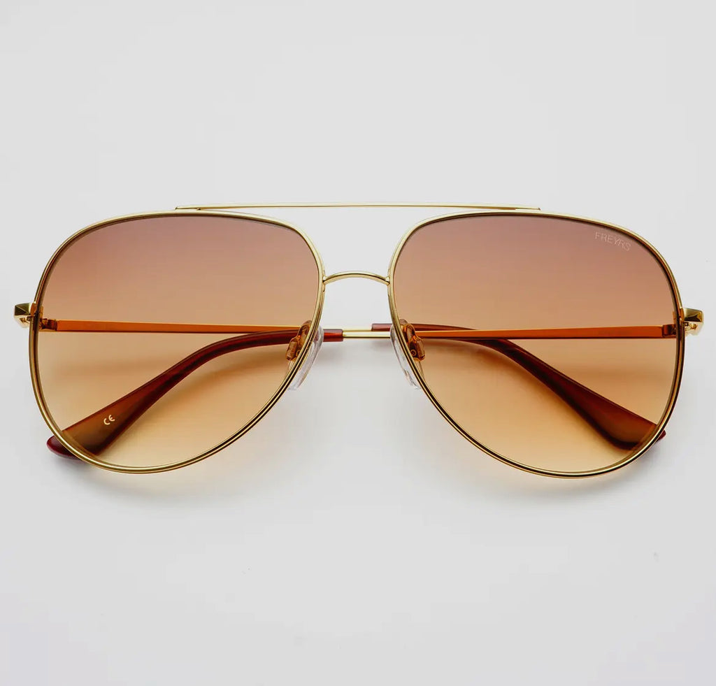 Freyrs Max Gold/Brown Sunglasses-Sunglasses-freyers-The Silo Boutique, Women's Fashion Boutique Located in Warren and Grand Forks North Dakota