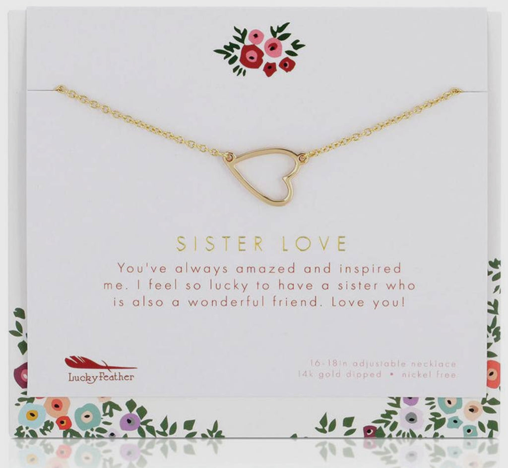 Sister Love Heart Necklace-Earrings-lucky feather-The Silo Boutique, Women's Fashion Boutique Located in Warren and Grand Forks North Dakota