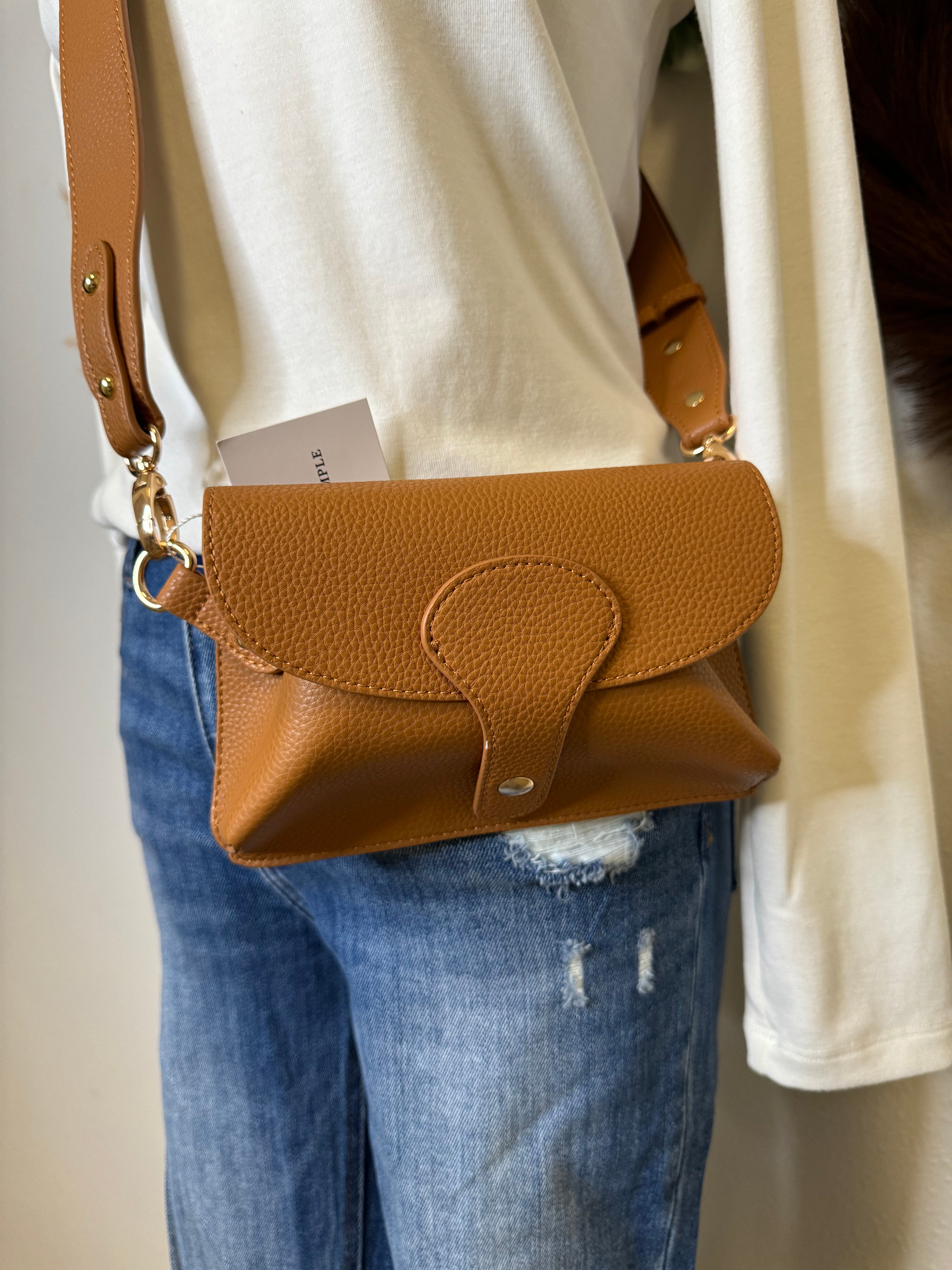 Pretty Simple Brown Khloe Vegan Leather Crossbody-Purses-pretty simple-The Silo Boutique, Women's Fashion Boutique Located in Warren and Grand Forks North Dakota