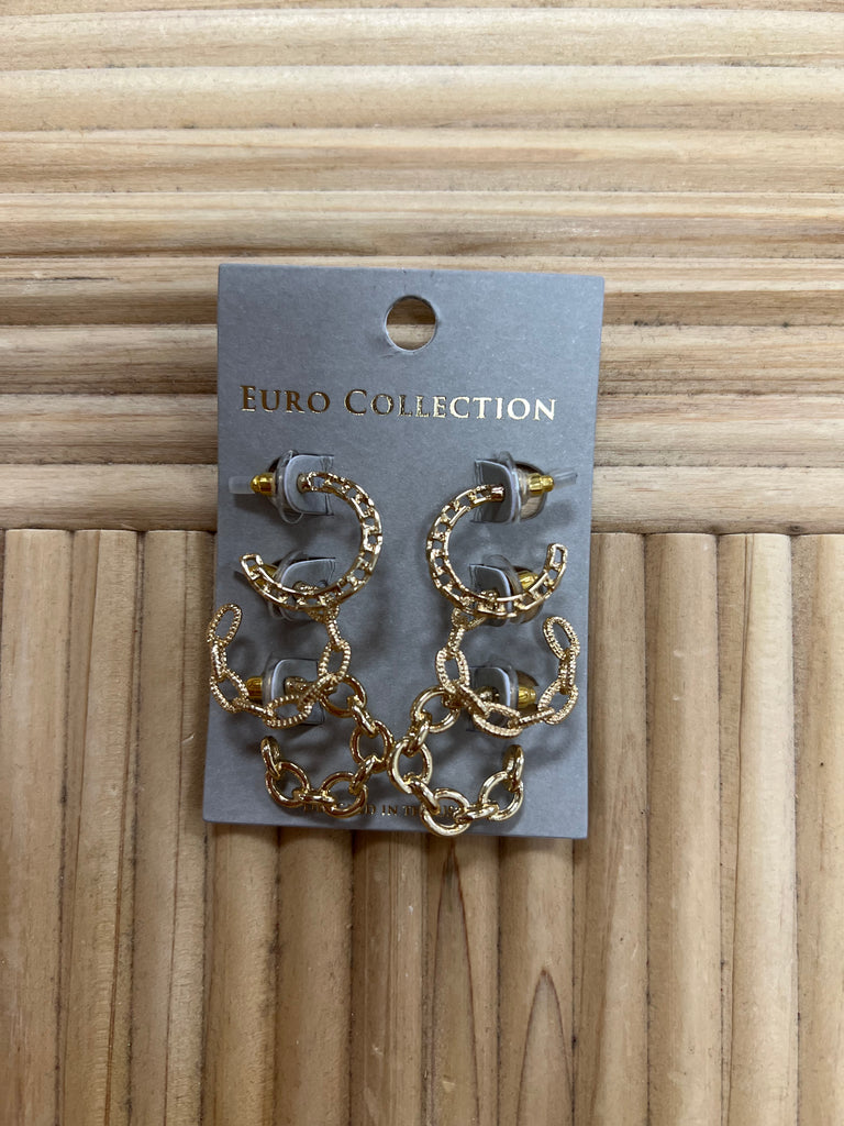 Trio Chain Earrings Set-Earrings-Fame-The Silo Boutique, Women's Fashion Boutique Located in Warren and Grand Forks North Dakota