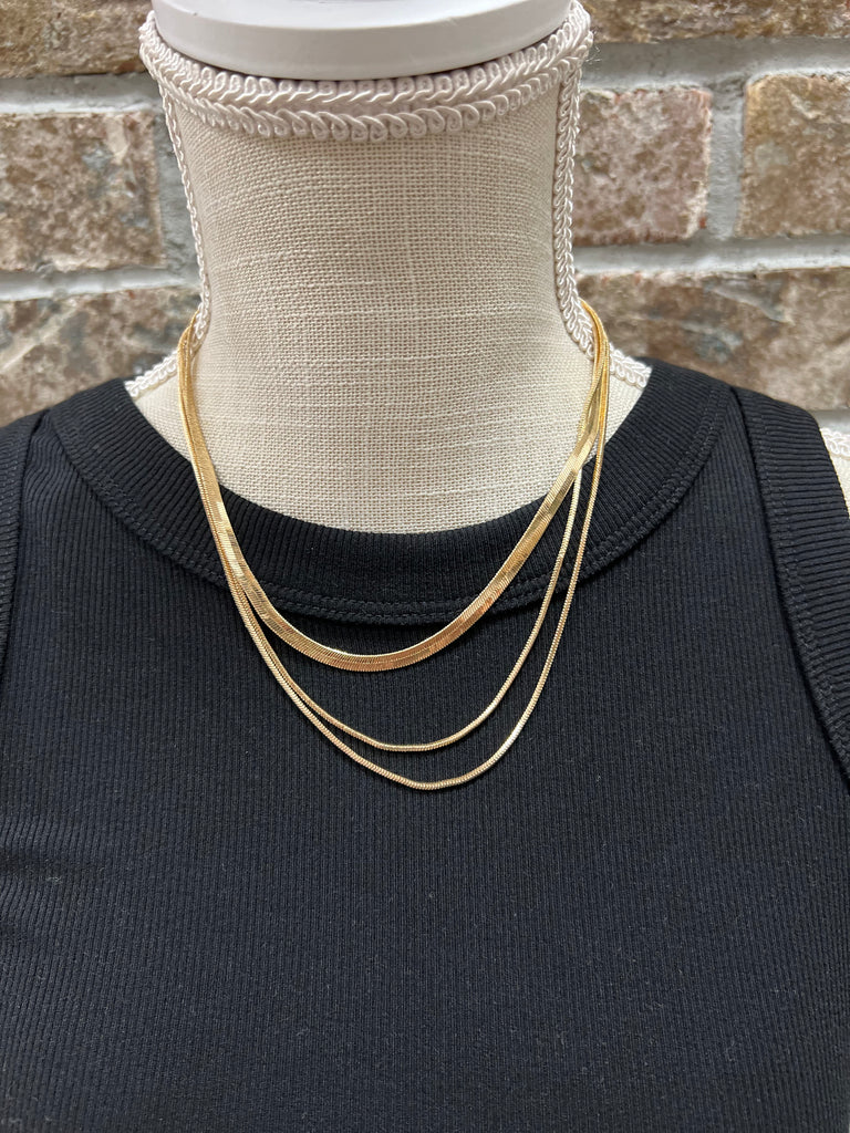 Trio Herringbone Necklace-Necklaces-Fame-The Silo Boutique, Women's Fashion Boutique Located in Warren and Grand Forks North Dakota
