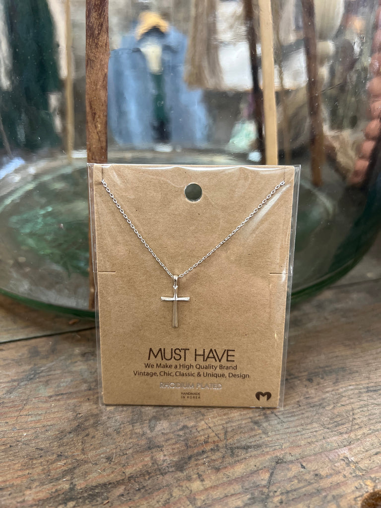 Must Have Silver Cross Necklace-Necklaces-Fame-The Silo Boutique, Women's Fashion Boutique Located in Warren and Grand Forks North Dakota