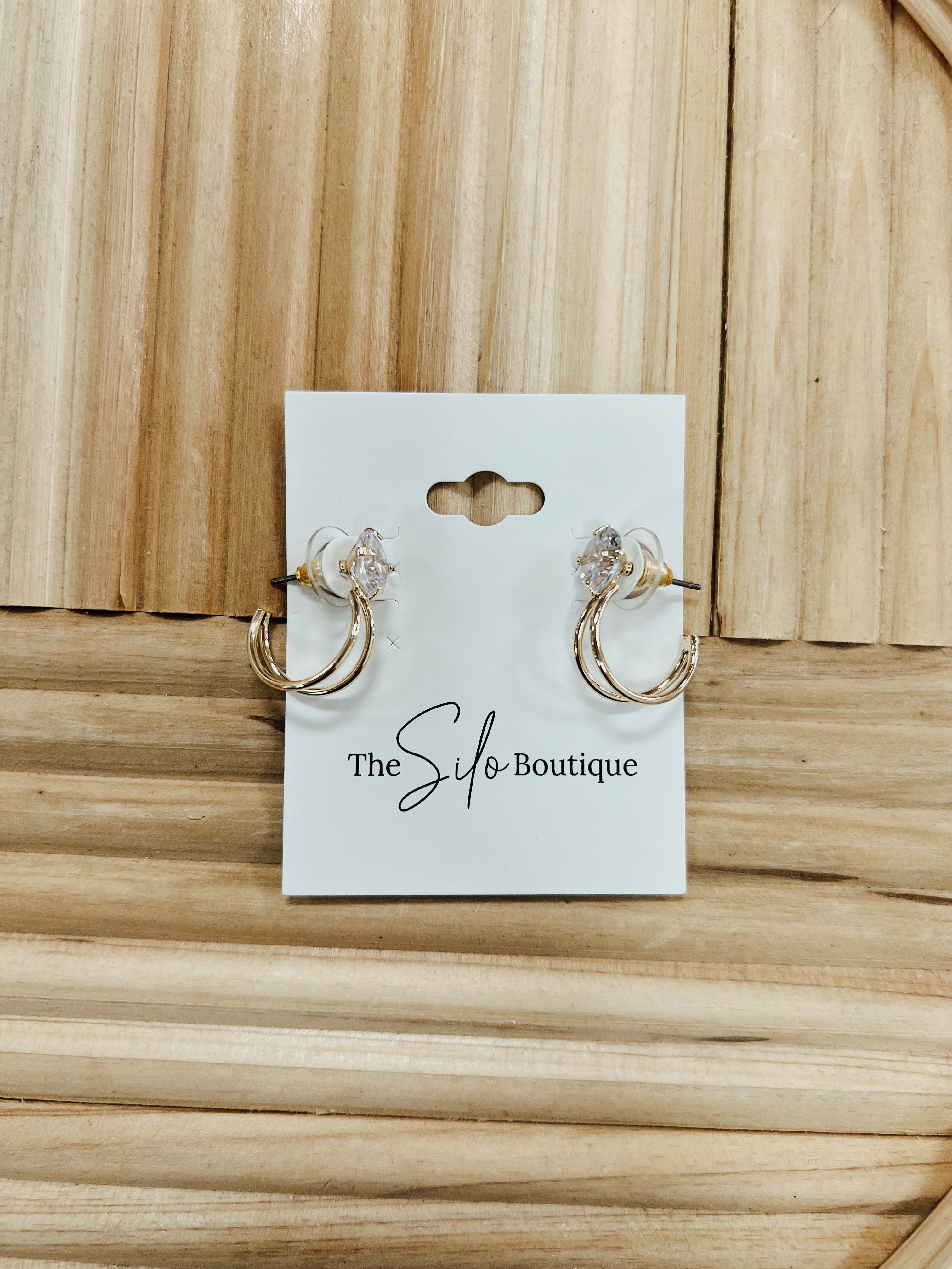 Dazzlers Double Hoop Stud Earrings-earrings-howards-The Silo Boutique, Women's Fashion Boutique Located in Warren and Grand Forks North Dakota