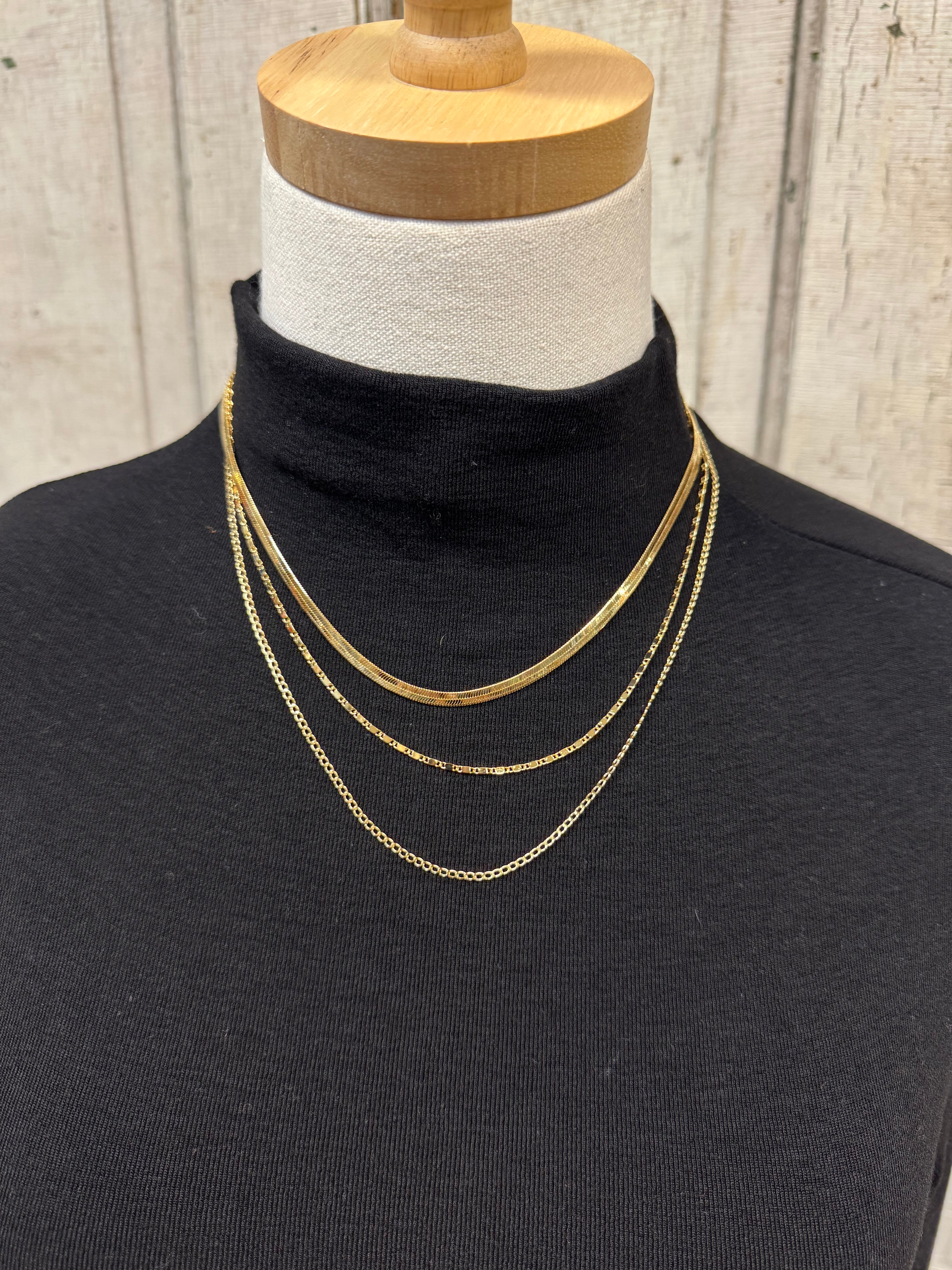 Fame Triple Chain Necklace-Necklaces-Fame-The Silo Boutique, Women's Fashion Boutique Located in Warren and Grand Forks North Dakota