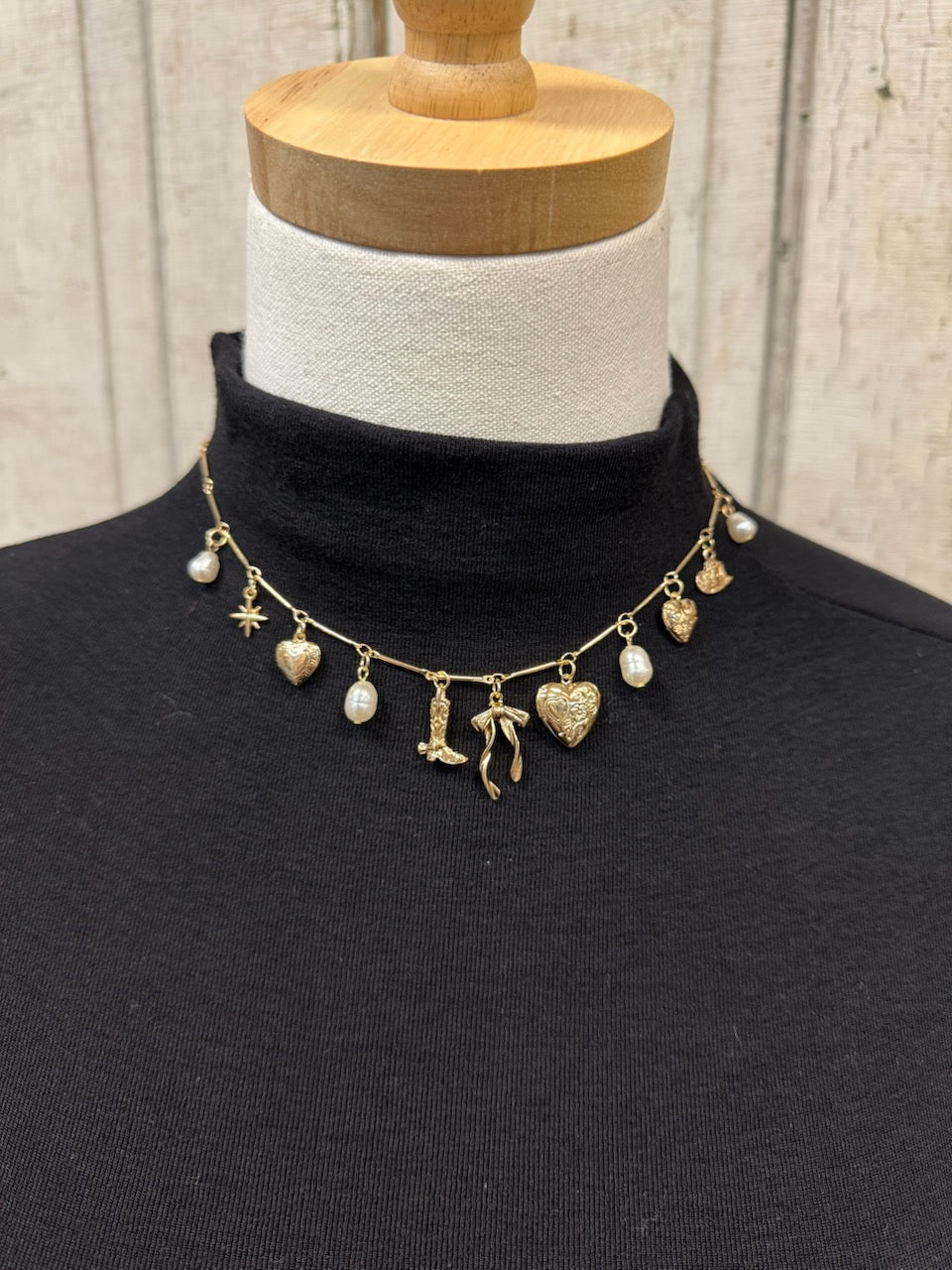 Western Ribbon Charm Necklace-Necklaces-Fame-The Silo Boutique, Women's Fashion Boutique Located in Warren and Grand Forks North Dakota