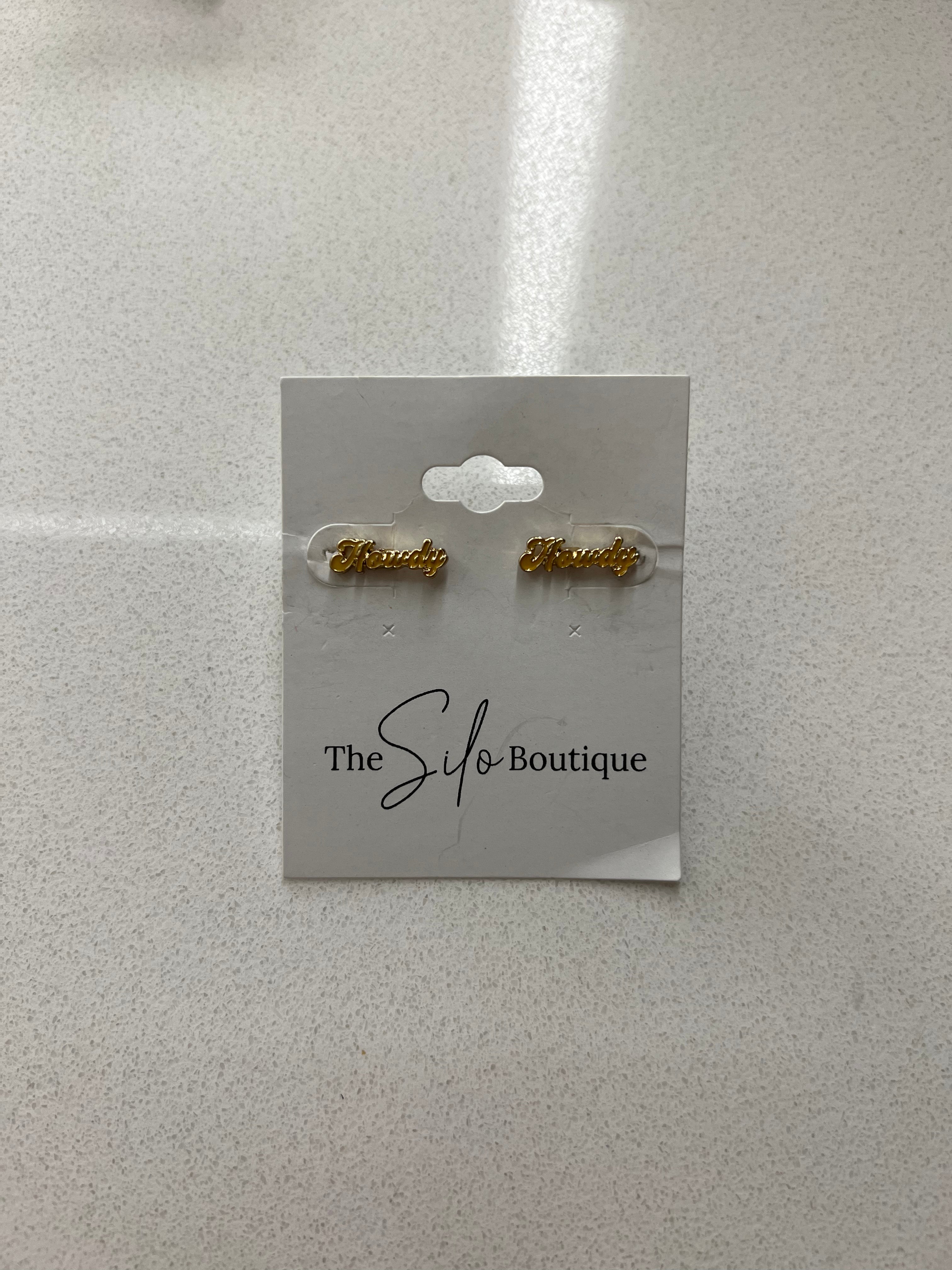 Mini Howdy Earrings-earrings-Dallas Market-The Silo Boutique, Women's Fashion Boutique Located in Warren and Grand Forks North Dakota