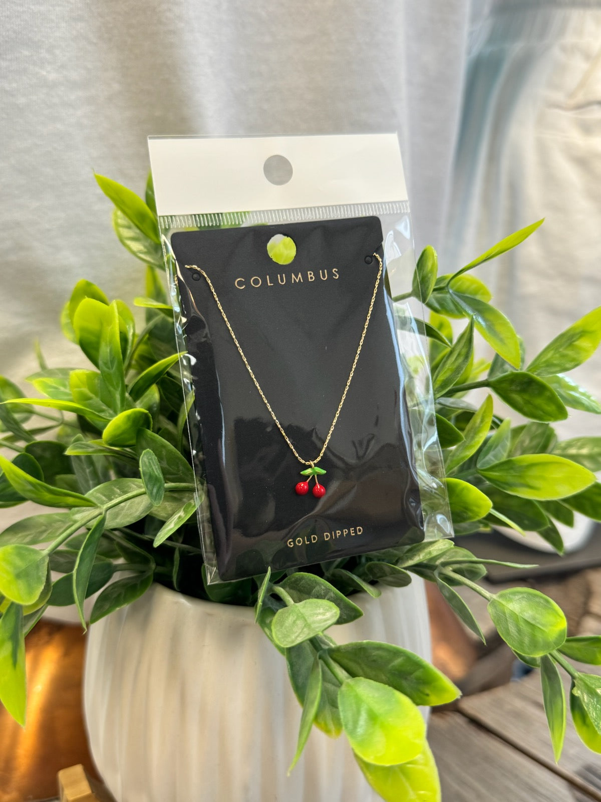 Red Cherry Necklace-Necklaces-Fame-The Silo Boutique, Women's Fashion Boutique Located in Warren and Grand Forks North Dakota