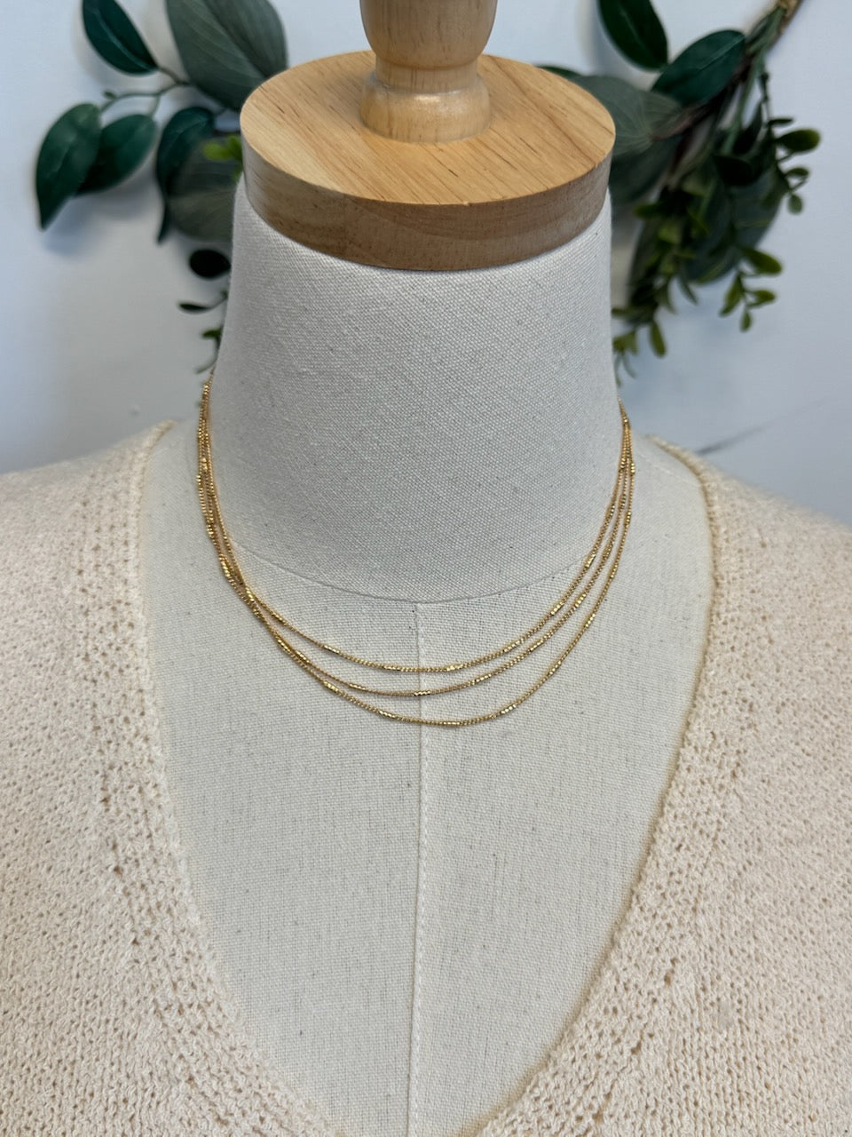Gold Layered Tube Station Chain Necklace-Necklaces-Fame-The Silo Boutique, Women's Fashion Boutique Located in Warren and Grand Forks North Dakota