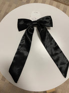 Black Satin Hair Bow Clip-Hair Accessories-kaydee-The Silo Boutique, Women's Fashion Boutique Located in Warren and Grand Forks North Dakota