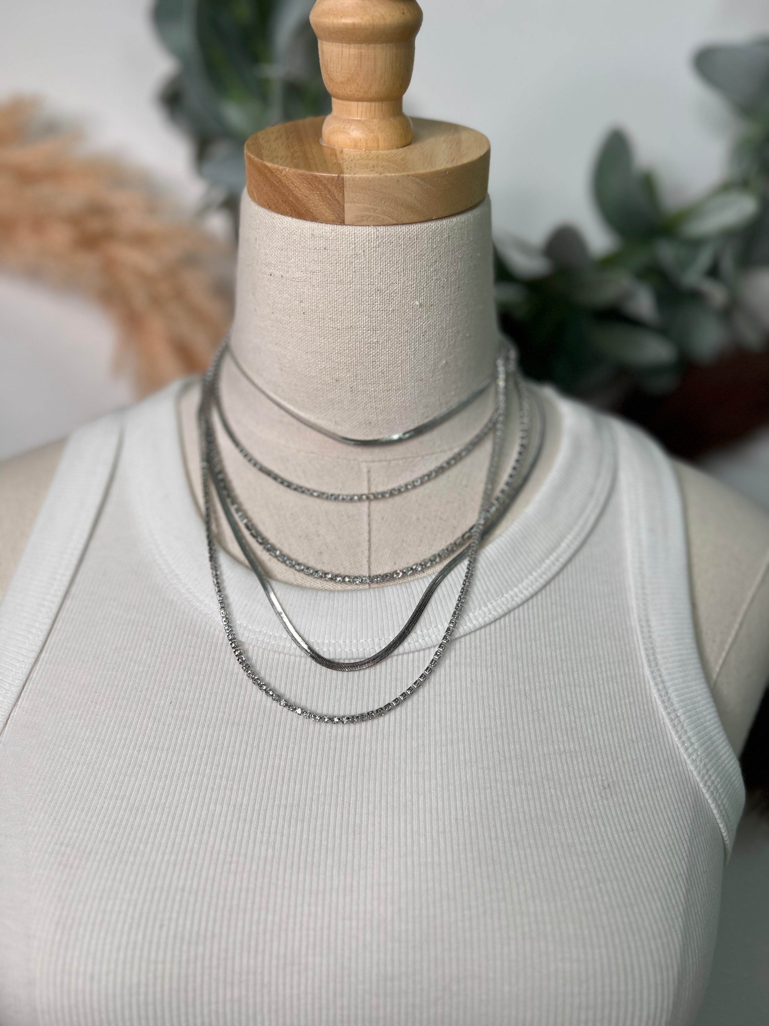 Fame Layered Rhinestone Snake Necklace-Necklaces-Fame-The Silo Boutique, Women's Fashion Boutique Located in Warren and Grand Forks North Dakota