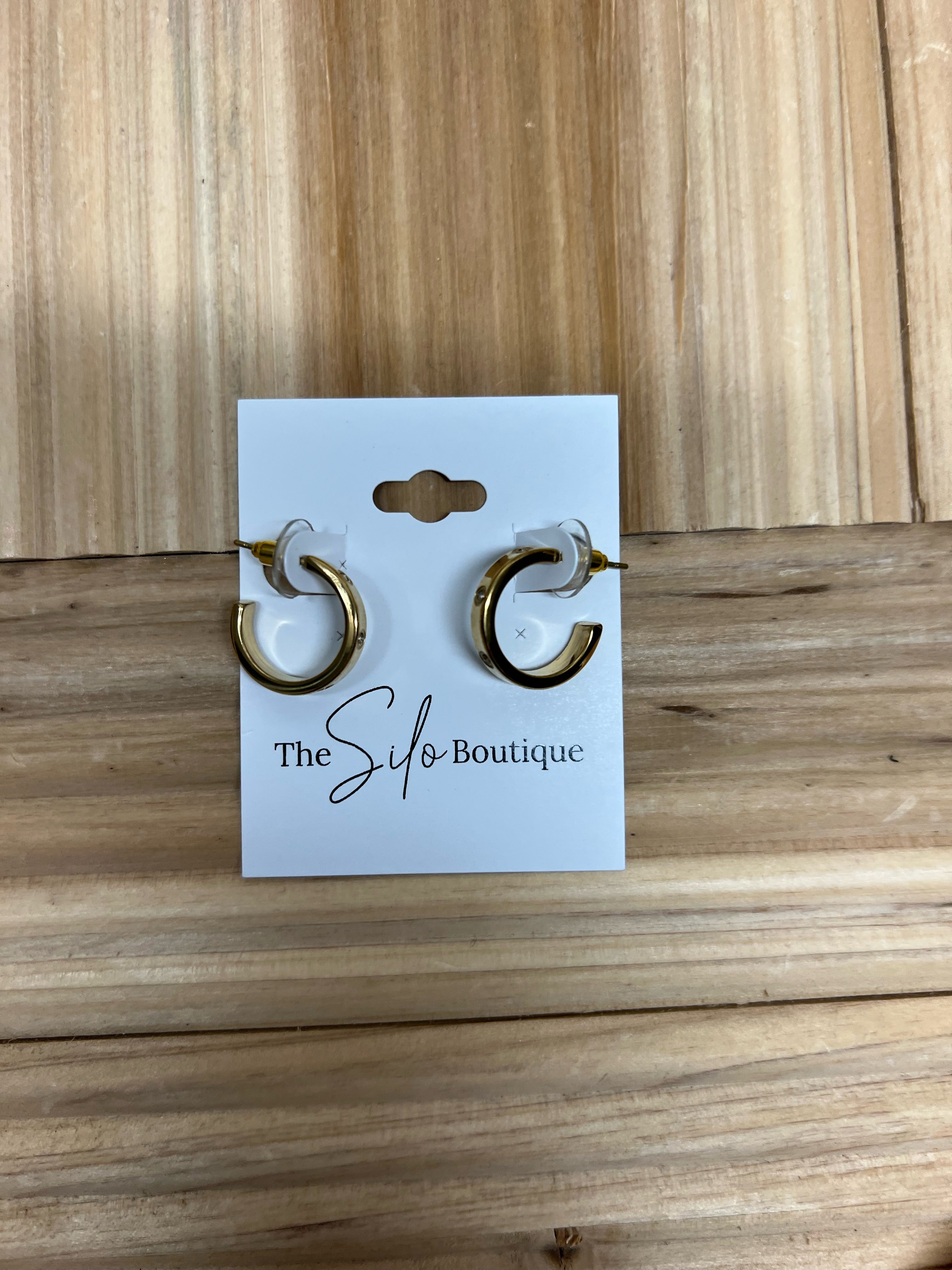 Mini Studded Hoop Earrings-earrings-Fame-The Silo Boutique, Women's Fashion Boutique Located in Warren and Grand Forks North Dakota