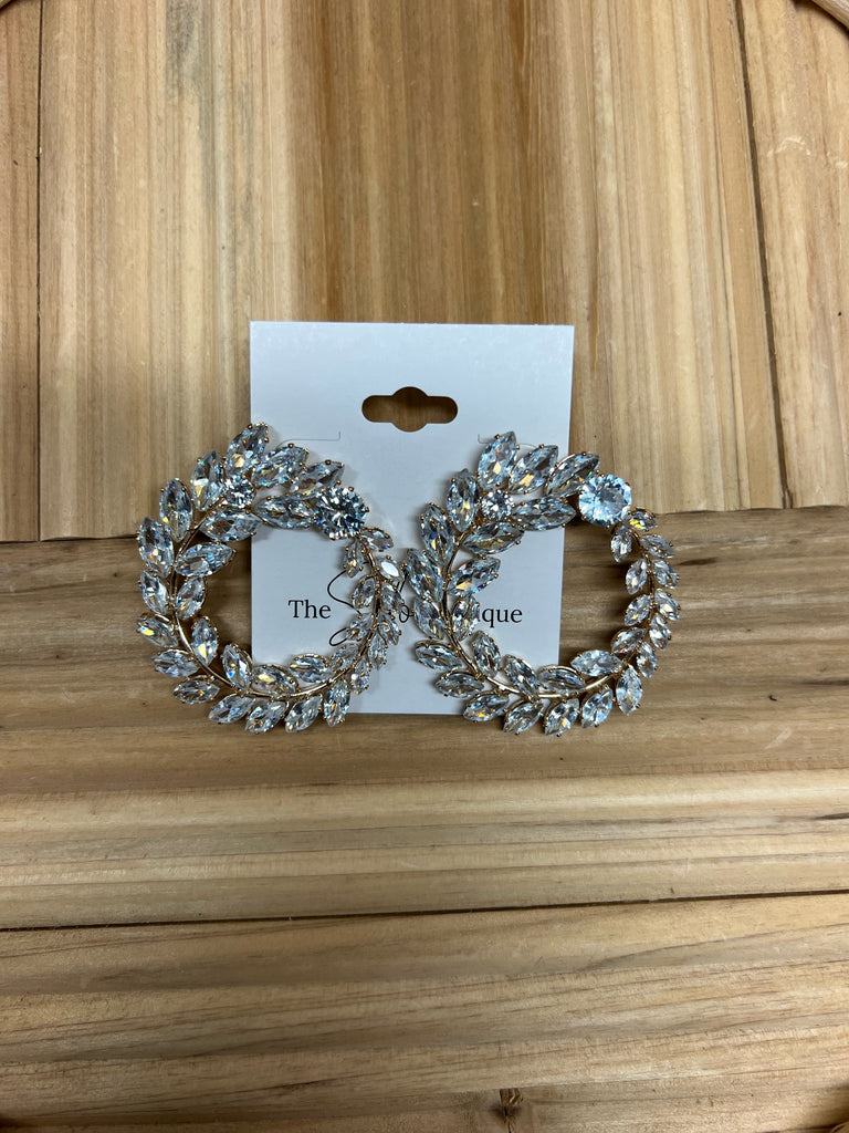 Rhinestone Circle Earrings-earrings-Fame-The Silo Boutique, Women's Fashion Boutique Located in Warren and Grand Forks North Dakota